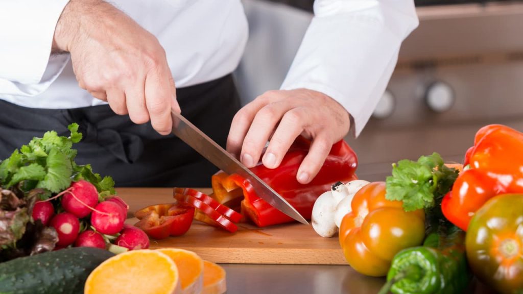 chopping vegetables