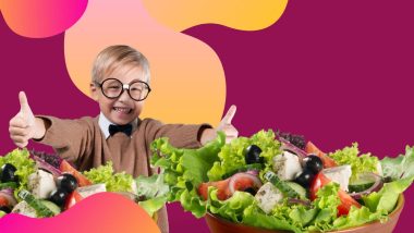 child expressing his love for vegetables